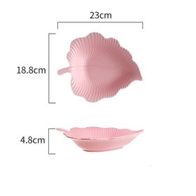 Ceramic Snack Plate For Creative Home Use (Option: Pink-Eucalyptus Small)