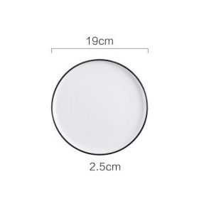 Nordic Ceramic Creative Household Western Dinner Plate (Option: Black line bright white-7.5inch)