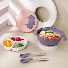 Baby Portable Non-slip Anti-fall Silicone Bowl (Color: Pink)