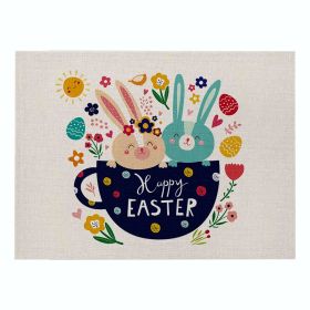 Home Cartoon Rabbit Kitchen Insulation Coaster Anti-scalding Cotton And Linen Western Placemat (Option: CD0645-Polyester hemp-32X42cm)