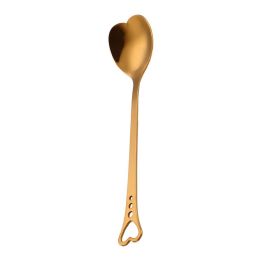 Hollow Heart Shaped Coffee Stirring Spoon Gift (Option: Gold-A)