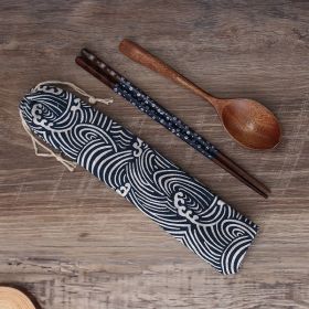 Wooden Chopsticks Spoon Set Travel Portable Tableware (Option: 2color)