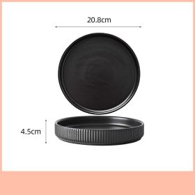 Home Creative Personality Striped Steak Plate (Option: Black-8inch deep dish)