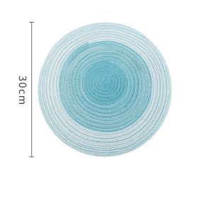 Nordic Round Heat Proof Mat Japanese Cotton Linen Plate Mat (Option: Light Blue-30CM)