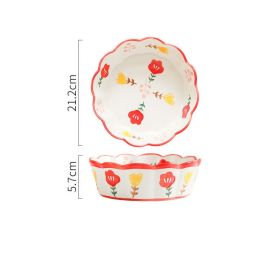 Hand-painted Petal Bowl Simple Household Salad Bowl (Option: 7in48pcs Calendula)