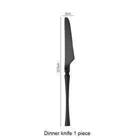 Matte Black Stainless Steel Luxury Cutlery Tableware Knife Coffee Ice Spoon Fork Chopsticks Flatware Set (Option: Small waist main knife)