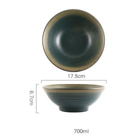 Japanese Vintage Ceramic Ramen Tableware Household Retro Bowl (Option: Agreeable green-9inch)