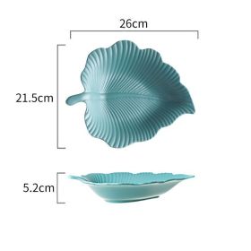 Ceramic Snack Plate For Creative Home Use (Option: Dark green-Eucalyptus Large)