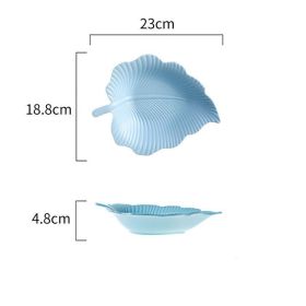 Ceramic Snack Plate For Creative Home Use (Option: Sky Blue-Eucalyptus Small)
