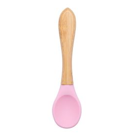 Silicone Baby Food Supplement Tableware Silicone Spoon (Option: Pink-3.2x14cm)