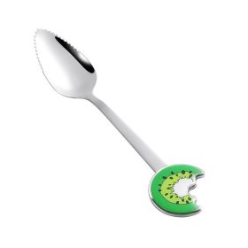 Baby Scraping Mud Spoon Stainless Steel With Serrated (Option: Kiwi-Semicircle)