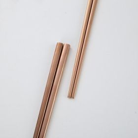 Stainless Steel Tableware Square Chopsticks Metal Plated Custom Gift Square (Option: Brown-1pair)