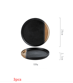 Creative Black Gold Ceramic Plate Household Dishes (Option: Black gold 8inches-3PCS)