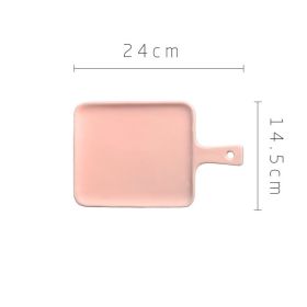 Household Fruit Plate Ceramic Tableware With Handle (Option: Pink-9.55inch)
