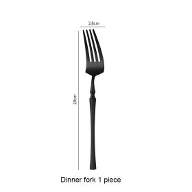 Matte Black Stainless Steel Luxury Cutlery Tableware Knife Coffee Ice Spoon Fork Chopsticks Flatware Set (Option: Small waist main fork)