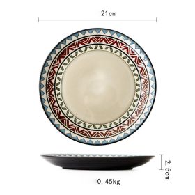 Ceramic Plate Flat Plate Creative Dish Plate Japanese Vintage Tableware (Option: Ziggy)