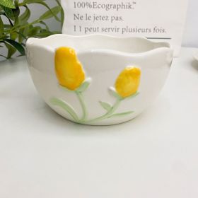 Cute Floating Tone Yellow Tulip Plate Cake Dish (Option: Yellow tulip bowl)