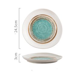 Irregular Ceramic Plates With Special-shaped Creative Discs (Option: Green Ink-10inches)