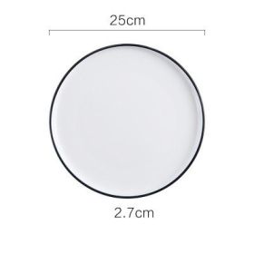 Nordic Ceramic Creative Household Western Dinner Plate (Option: Black line bright white-10inch)