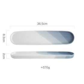 New Japanese Ceramic Long Sushi Plate (Option: 14inch-Dipping color landscape grey)