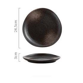 Irregular Ceramic Plates With Special-shaped Creative Discs (Option: Black Rhyme-10inches)