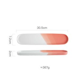 New Japanese Ceramic Long Sushi Plate (Option: 12inch-Dipping color landscape powder)