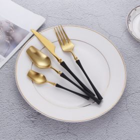 304 Stainless Steel Small Waist Cutlery (Option: Sanding black gold-4 Piece set)