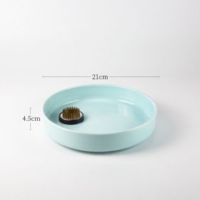 Japanese Flower Arrangement Ceramic Chinese Flower Plate (Option: Cyan-21cmPlate 4.6cm Sword Mountain)