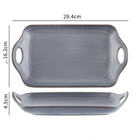 Scandinavian Ins Style Ceramic Tableware (Option: Grey doubleeared rectangular)