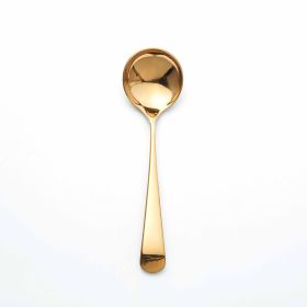 Stainless Steel Round Head Spoon Korean Rice Spoon (Color: Gold)