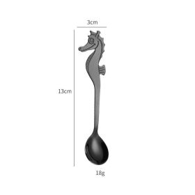 Creative Stainless Steel Seahorse Coffee Spoon (Color: Black)