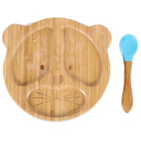 Bamboo Bowl And Plate Bear Dinner Plate Silicone Spoon Set (Option: Tiger)