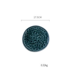 Round Ceramics For Household Creative Western Food Plate (Option: Chlorella blue-17.5cm)