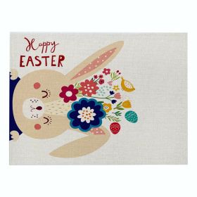 Home Cartoon Rabbit Kitchen Insulation Coaster Anti-scalding Cotton And Linen Western Placemat (Option: CD0643-Cotton and linen-32X42cm)