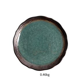 Ceramic Plate Flat Plate Creative Dish Plate Japanese Vintage Tableware (Option: Malachite green song)