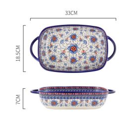 Polish Style French Underglazed Ceramic Cutlery Round Baking Tray (Option: Rectangular large)