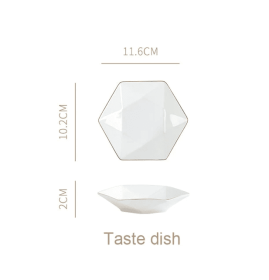 Nordic Minimalist Hexagonal Rhombus Drawing Gold Edge Ceramic Plate (Option: Taste dish)