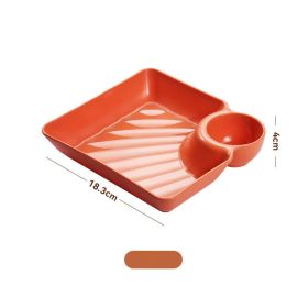 Dumpling Plate With Vinegar Dish Dumpling Plate Dinner Plate Square Plate (Color: Orange)