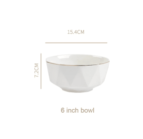 Nordic Minimalist Hexagonal Rhombus Drawing Gold Edge Ceramic Plate (Option: 6inch bowl)