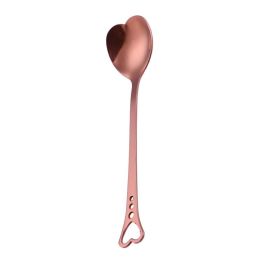 Hollow Heart Shaped Coffee Stirring Spoon Gift (Option: Rose Gold-A)