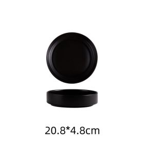 Creative Salad Ceramic Plate For Household Tableware (Option: Black-8inch)